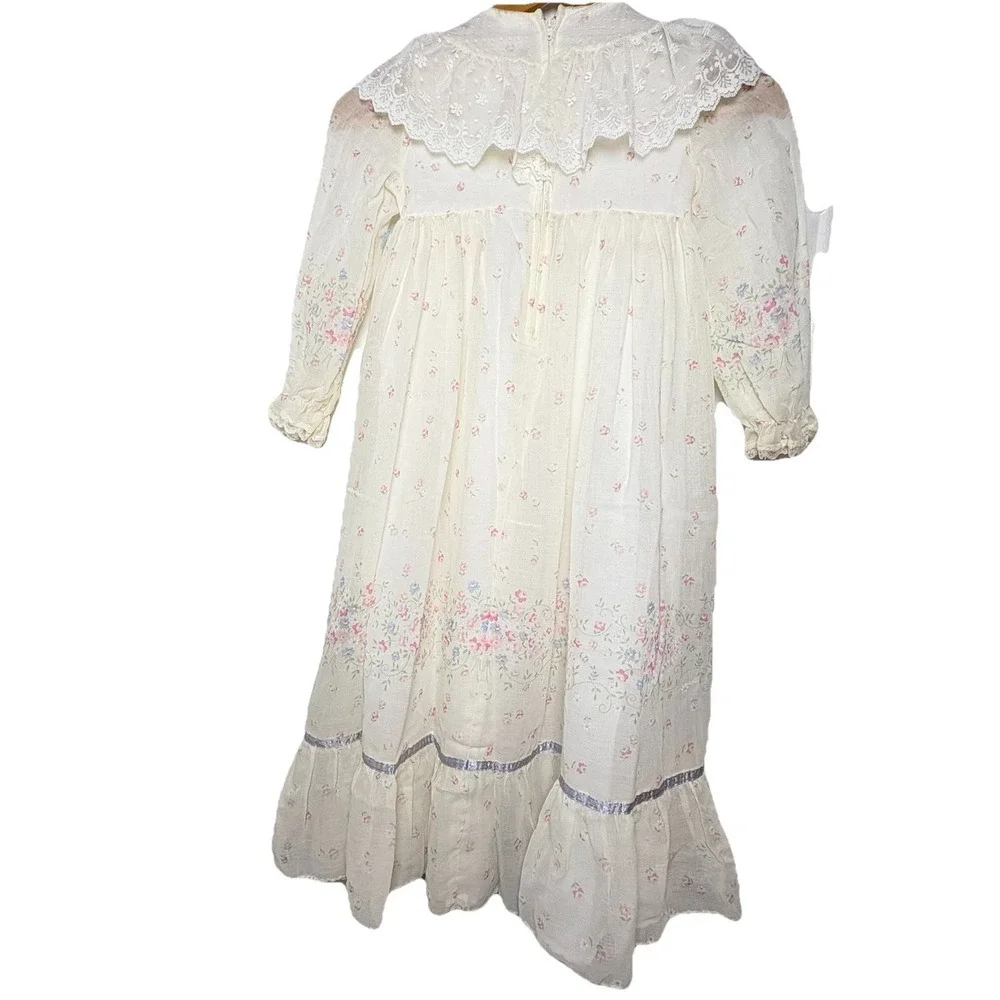 Ruth Of Carolina Dress Sz 5 VTG Lacy Prairie Style Lined Floral L - Picture 2 of 16